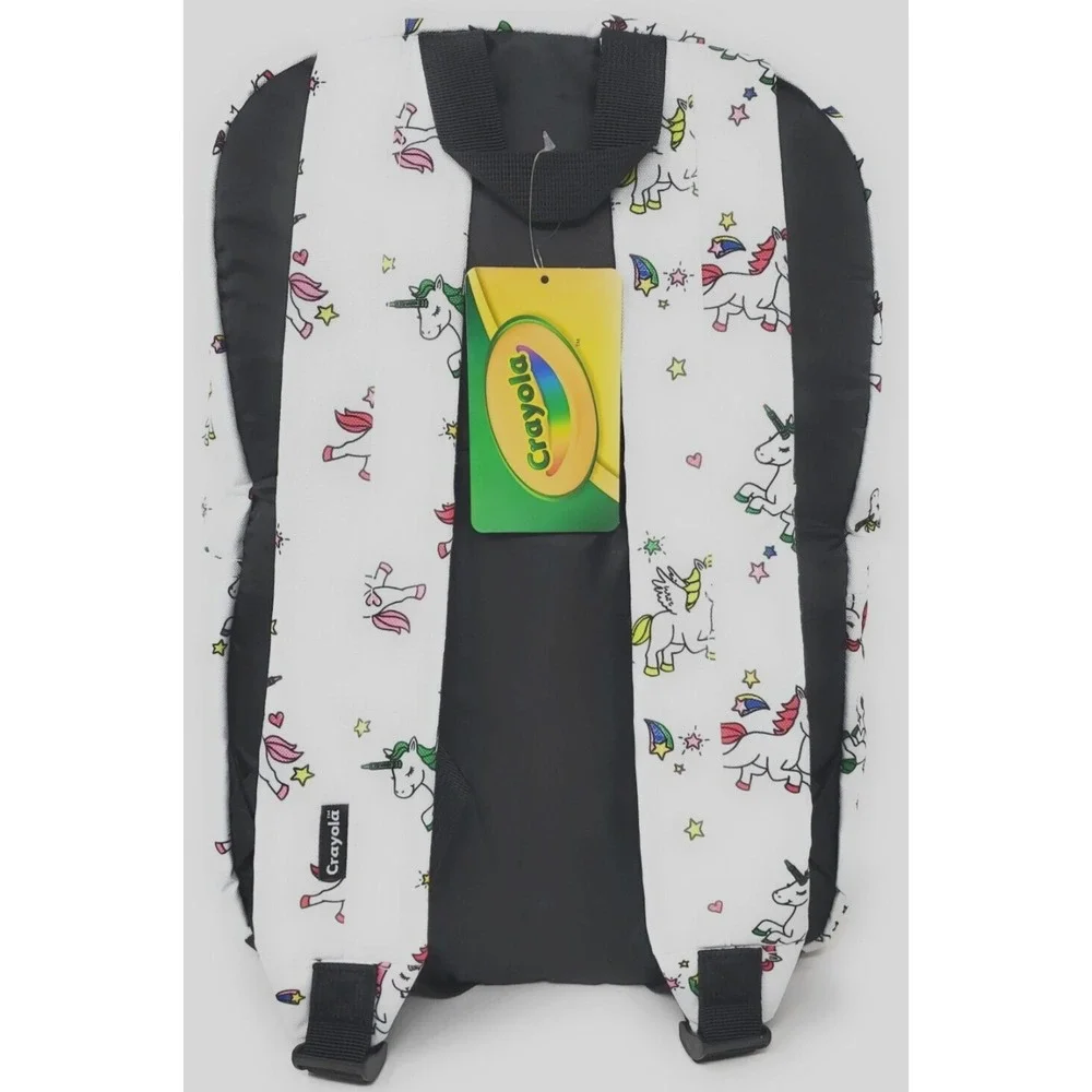 Crayola White All Over Unicorn Print Boys Girls Kids Backpack 15